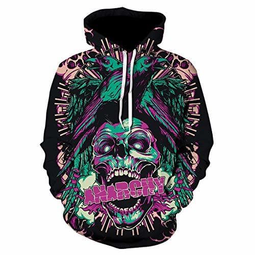 Producto Cráneo 3D impresión Digital Pullover Sweater Trend Hombres Sudadera con Capucha