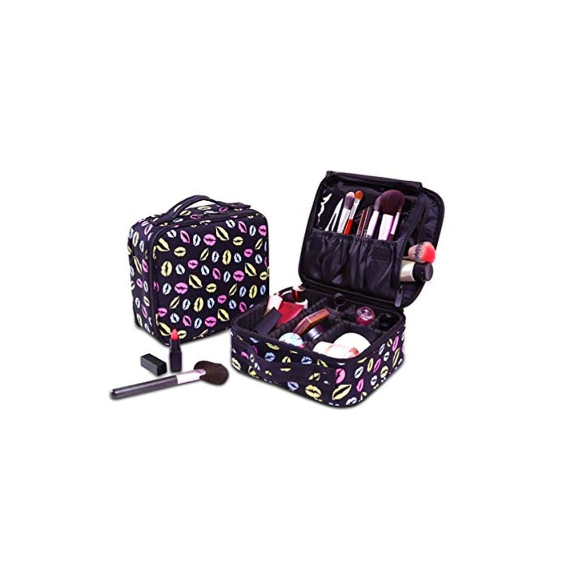 Moda NICOLE & DORIS Bolsa de maquillaje portátil Estuche de viaje neceser de maquillaje con divisores ajustables Bolsa de cosméticos Estuche de maquillaje impermeable