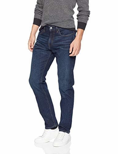 Fashion Amazon Essentials - Pantalones vaqueros elásticos de corte atlético para hombre, Azul