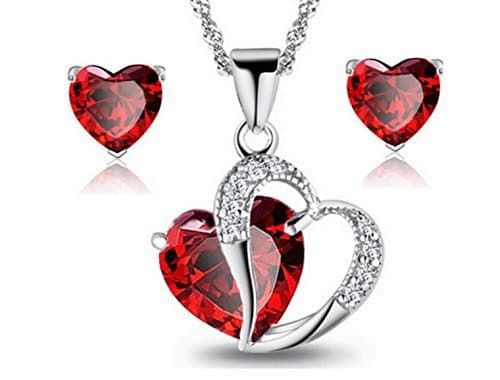 Product Earring and Necklace Set for Women -5.2 Ct Created Simulated Gemstone Ruby