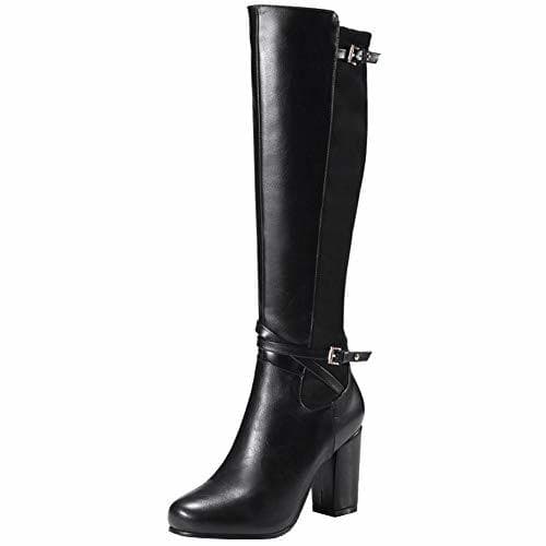 Producto Lydee Mujer Classic Equestrian Botas Cremallera Tacon Ancho Botas Rodilla Alta Zapatos