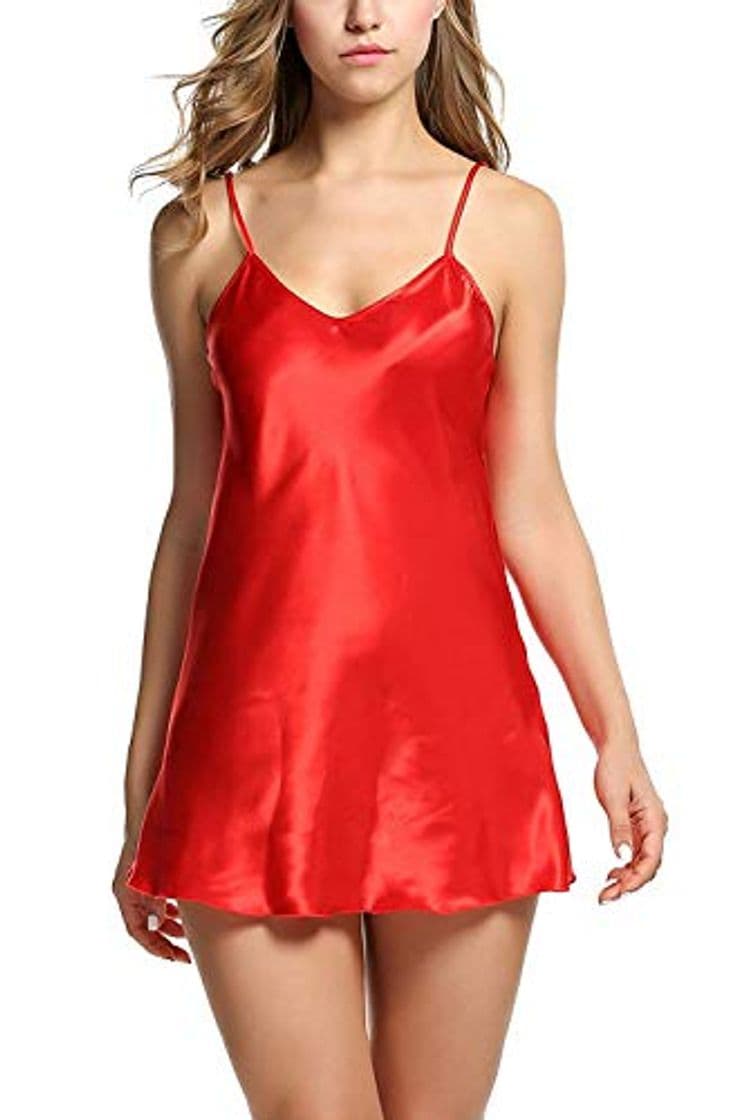 Moda HuntDream Mujeres Sexy Bodycon Spaghetti Cami Vestido de Noche Ropa de Dormir