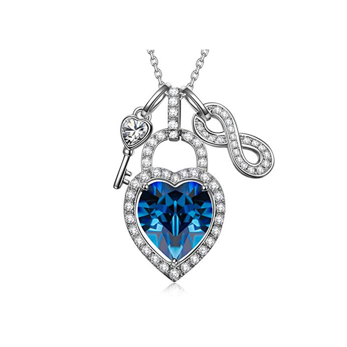 Producto Alex Perry Regalo 925 Plata Collar Mujeres Colgantes Cristales Swarovski Bloquear Azul Joyería para Elle Su Madre Amante Cumpleaños Aniversario