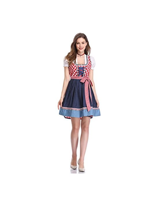 Producto KOJOOIN Vestido Dirndl Trachten de Bávara Oktoberfest 3 Pieces Manga Corta Vestido