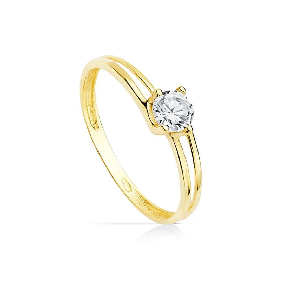 Moda Solitario de Compromiso Mujer Oro Amarillo 18 kilates Anillo Joya Verona