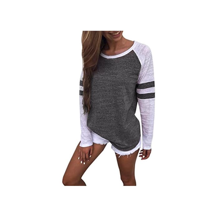 Producto SHOBDW Separación Mujer Camiseta Manga Larga Empalme Blusa Tops otoño Invierno Ropa