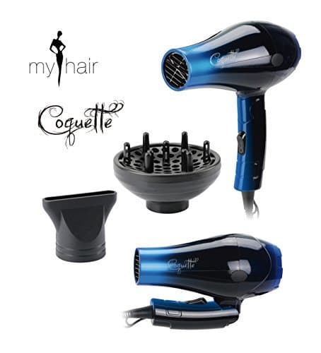 Belleza Secador de Pelo Profesional de Viaje Plegable Ligero con Difusor Coquette Blue