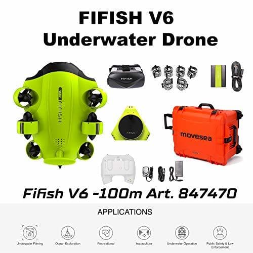 Product FIFISH Drone Submarino V6 100m Cable 64GB VR HDMI Protectores Maletin Naranja