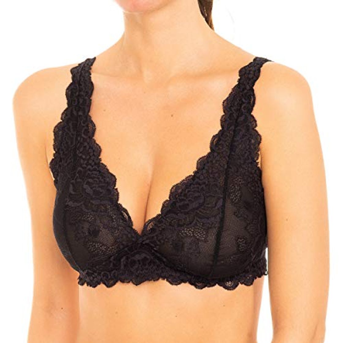 Moda JANIRA sujetador copa B de encaje Greta Bralette - NEGRO