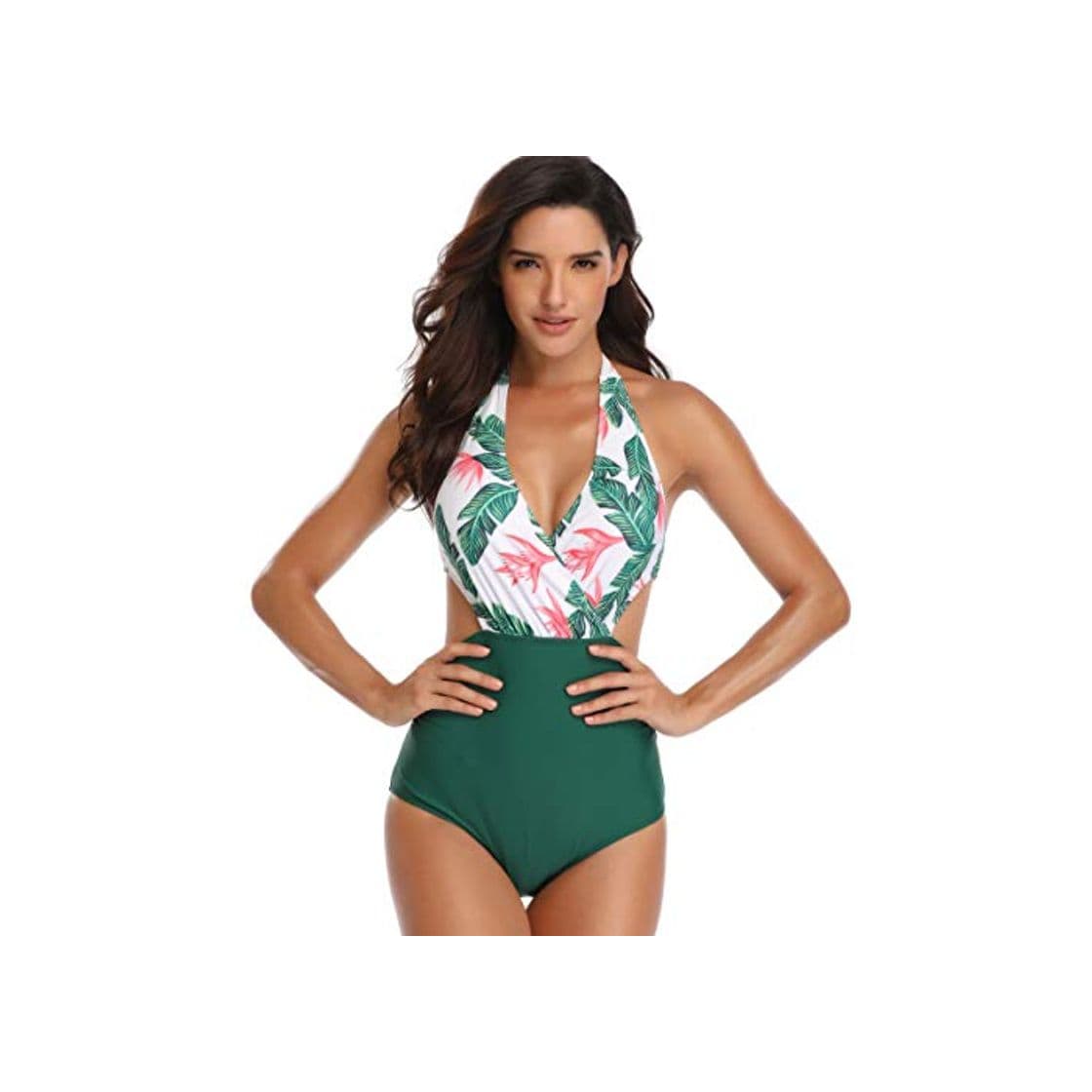 Fashion Meizas Trajes de Baño Pin Up Halter Una Pieza Paño de baño Monokinis Hacer Subir Cuello en V y sin Espalda Traje de Baño Bikini Adecuado para el Verano en la Playa de Turismo de Playa