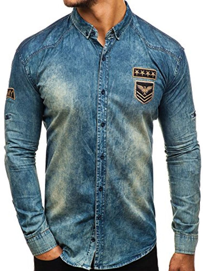 Producto BOLF Hombre Camisa Vaquera de Manga Larga Denim Slim Fit Madmext 0992