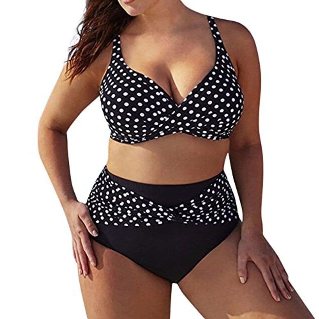 Producto Traje de Baño Dos Piezas Mujer Cintura Alta Sexy de Lunares de Playa Conjunto de Traje de BañO Estampado Bohemio BañAdores con Relleno Tops y Braguitas Tallas Grandes riou