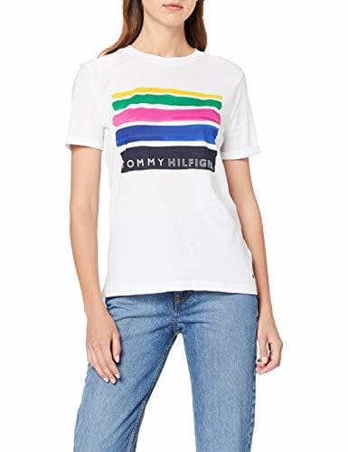 Moda Tommy Hilfiger Brooke C-nk tee SS Camiseta, Blanco