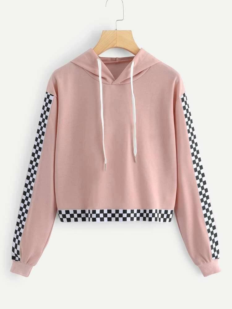 Product 🌸Checkerboard Print Hooded Sweatshirt 🌸

