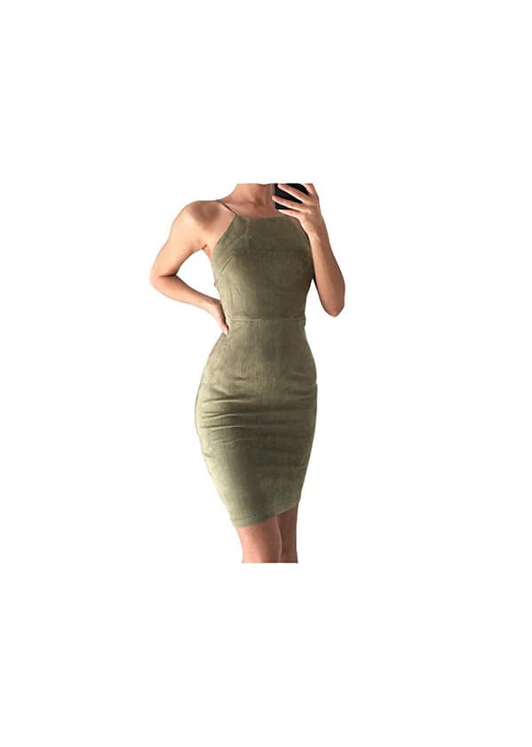 Moda Twippo Vestido Ajustado sin Mangas sin Tirantes Club Dress Ejercito Verde XL