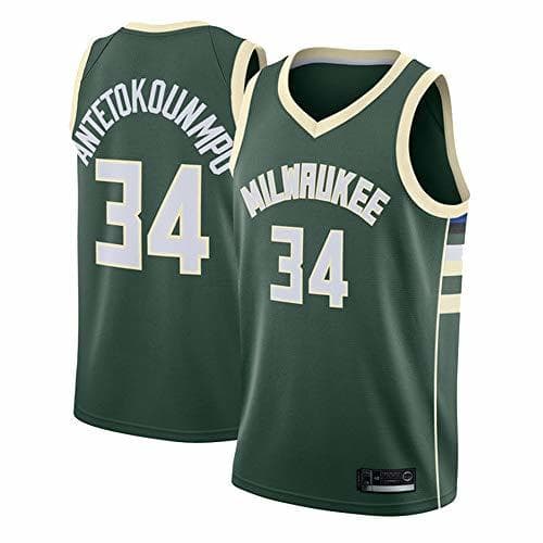 Game OLIS Hombre NBA Bucks 34# Antetokounmpo Retro T-Shirt de Baloncesto Camisetas de