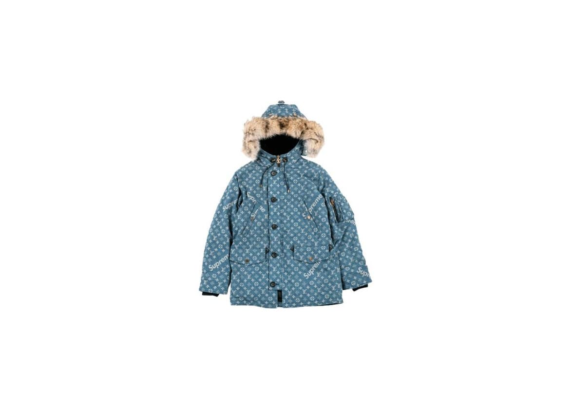 Product Supreme Louis Vuitton Jacquard Denim N-3B Parka Blue