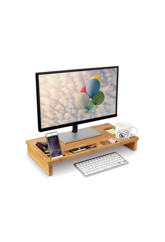 Electronic Homfa Soporte para Monitor Soportes para Pantallas de bambú Mesas de Ordenador