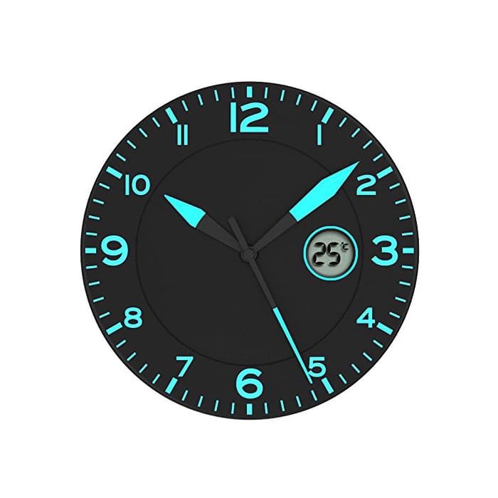 Producto Alba Reloj de Pared Negro/Azul * Con Temperatura