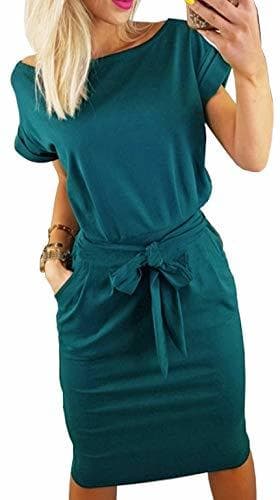 Producto Longwu Vestido de Manga Corta Elegante de Las Mujeres para Trabajar el