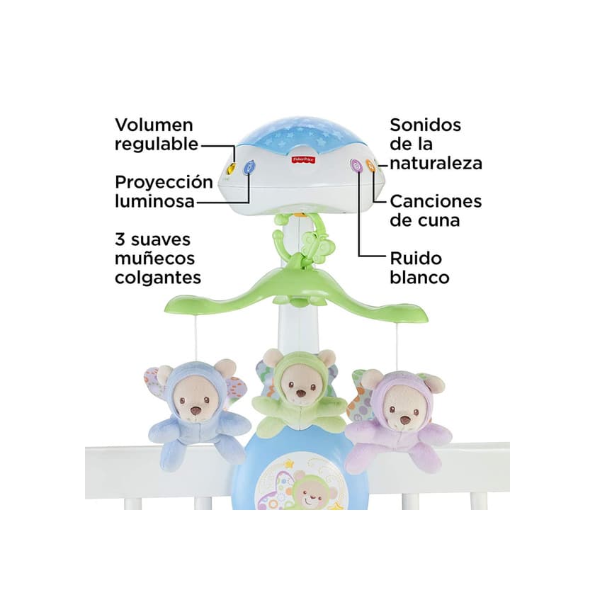 Product Fisher-Price Móvil ositos voladores, juguete de cuna proyector para bebé