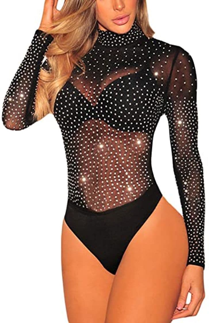 Producto SEBOWEL Body Mujer Sexy Lenceria Fiesta Transparente Manga Larga Corta Bodysuit