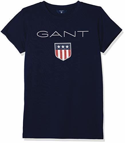 Fashion Gant D1. Shield Logo SS T-Shirt Camiseta, Azul