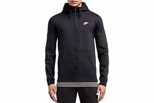 Fitness Nike M NSW FZ FLC Club Sudadera con Capucha, Hombre, Negro