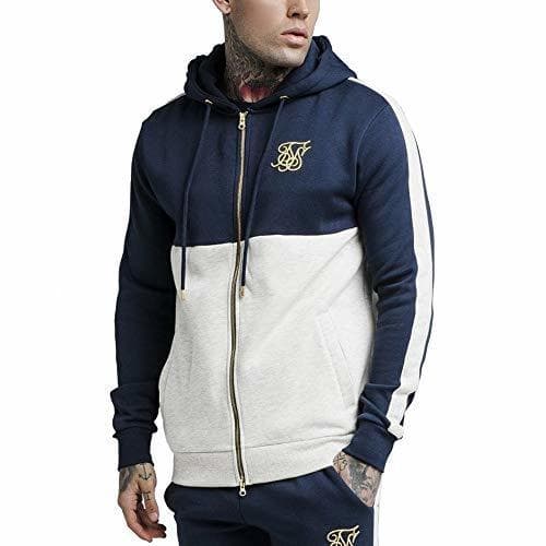 Moda Sik Silk Chaqueta Chándal Gris Hombre Hoodie