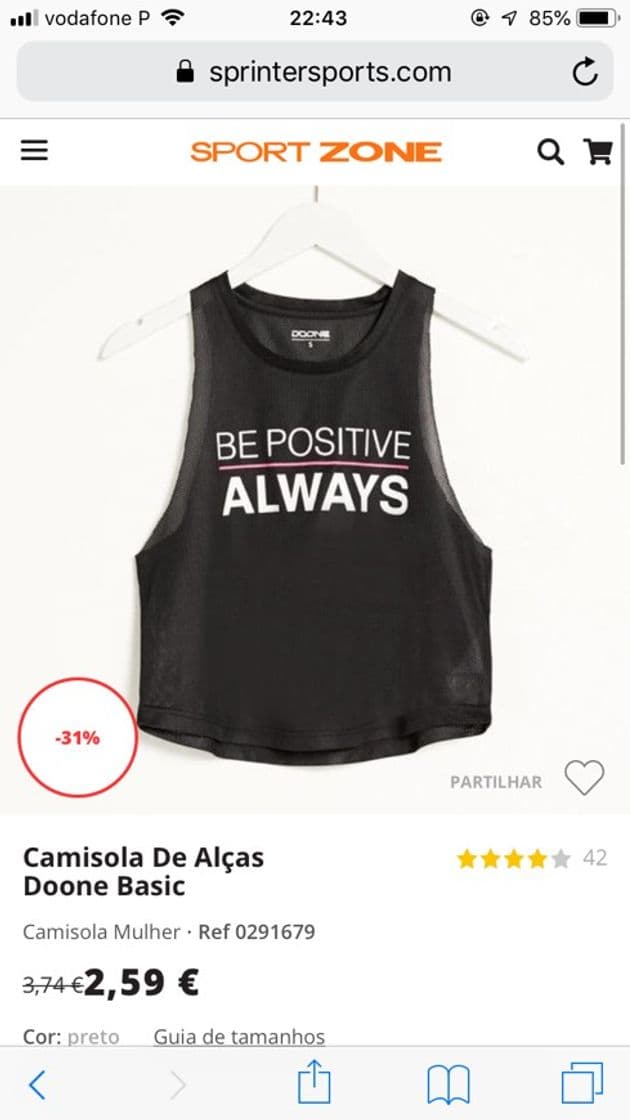 Producto Camisola alças doone basic