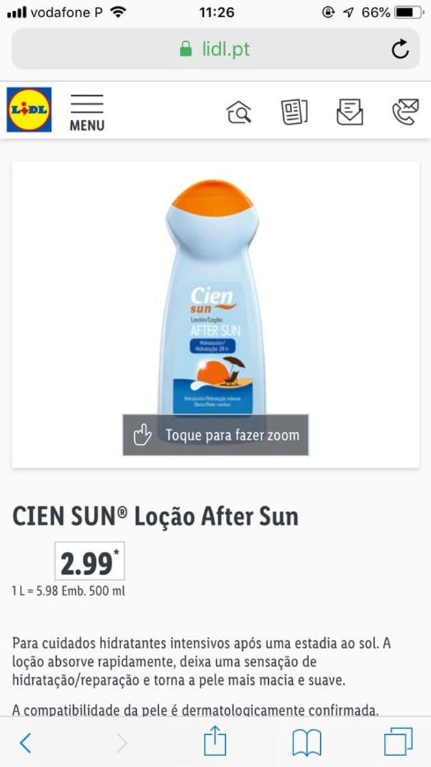 Producto CIEN SUN® Loção After Sun - www