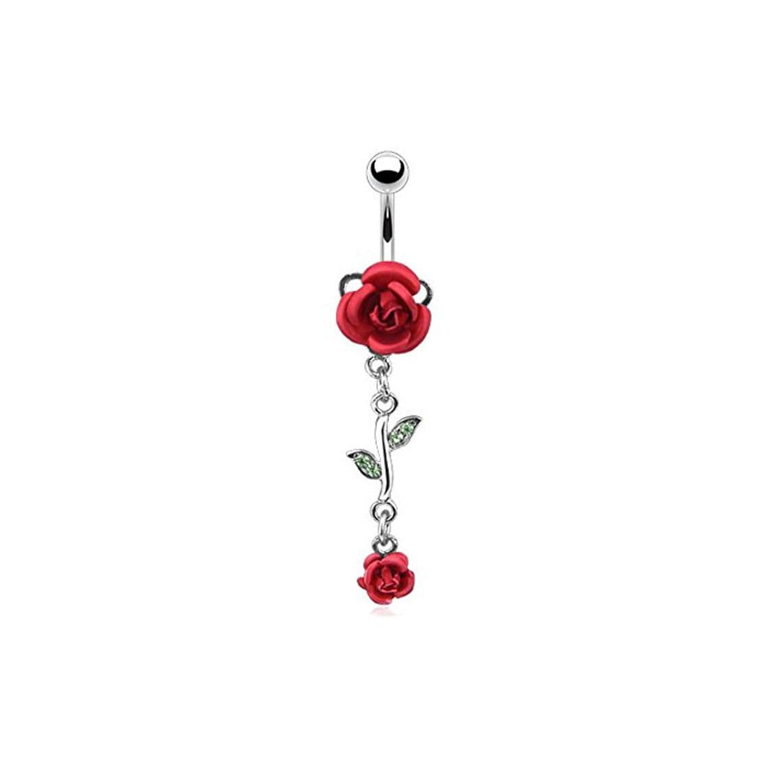 Moda HBJ Unisexo Bananabell Piercing en el Ombligo Rosa Acero Inoxidable Rojo Zirconia