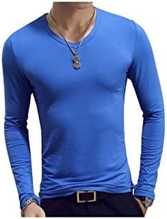 Lugar Camiseta Hombre Cuello Redondo/Cuello V Manga Larga Camiseta Básica Blusa Térmica Otoño