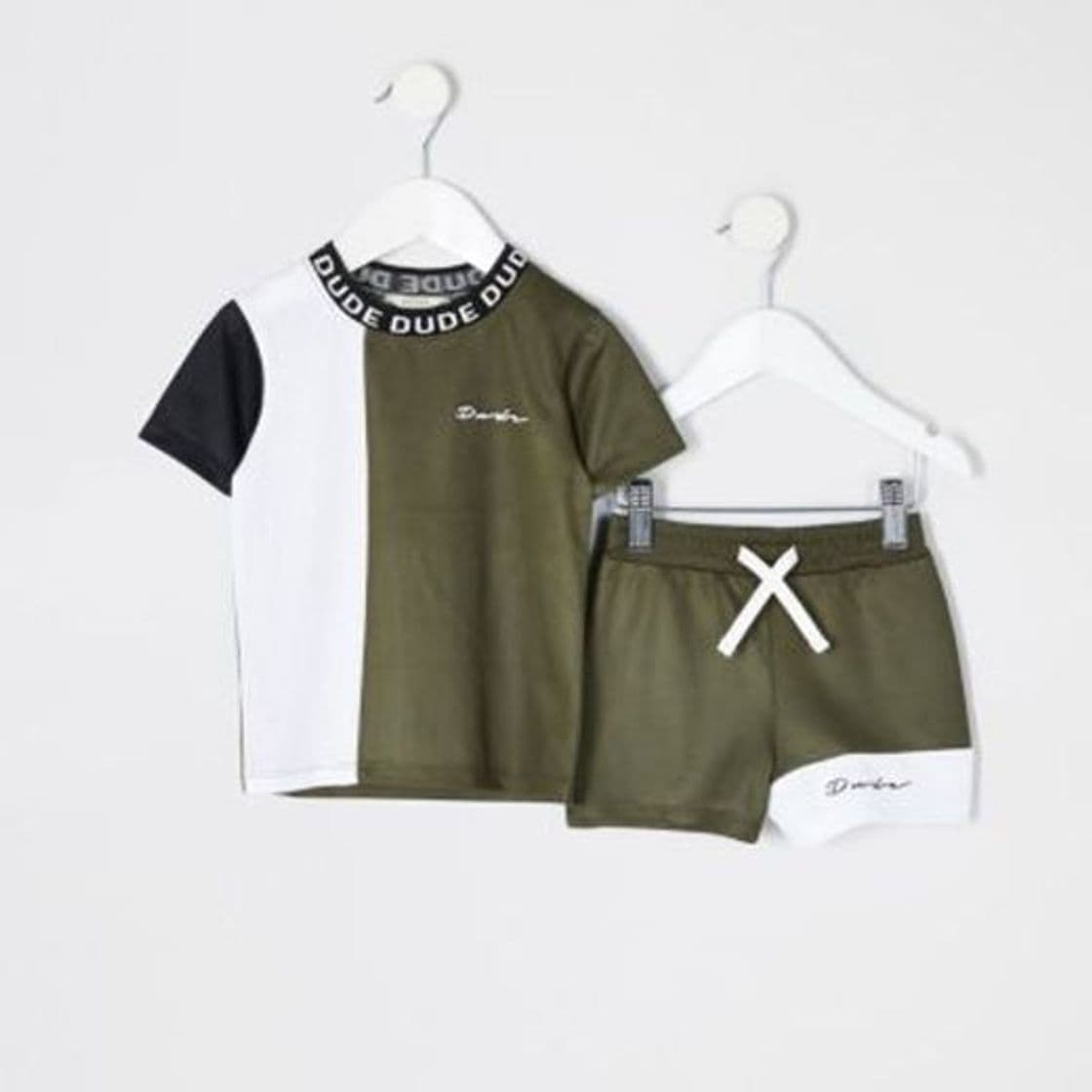 Moda Mini Boys Khaki Colour Blocked Mesh Set | River Island