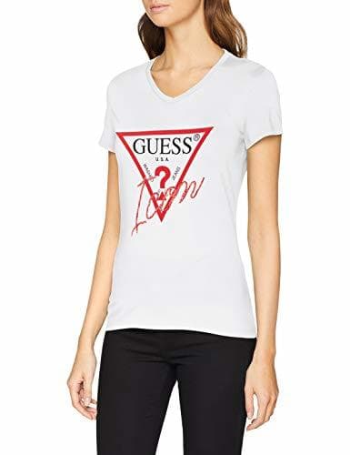 Fashion Guess SS Vn Icon tee Camiseta, Blanco