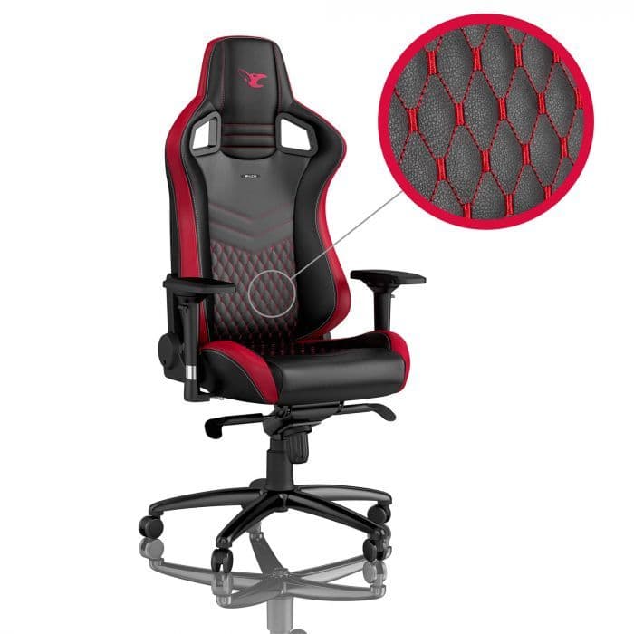 Moda Cadeira noblechairs HERO Real Leather Preto / Vermelho

