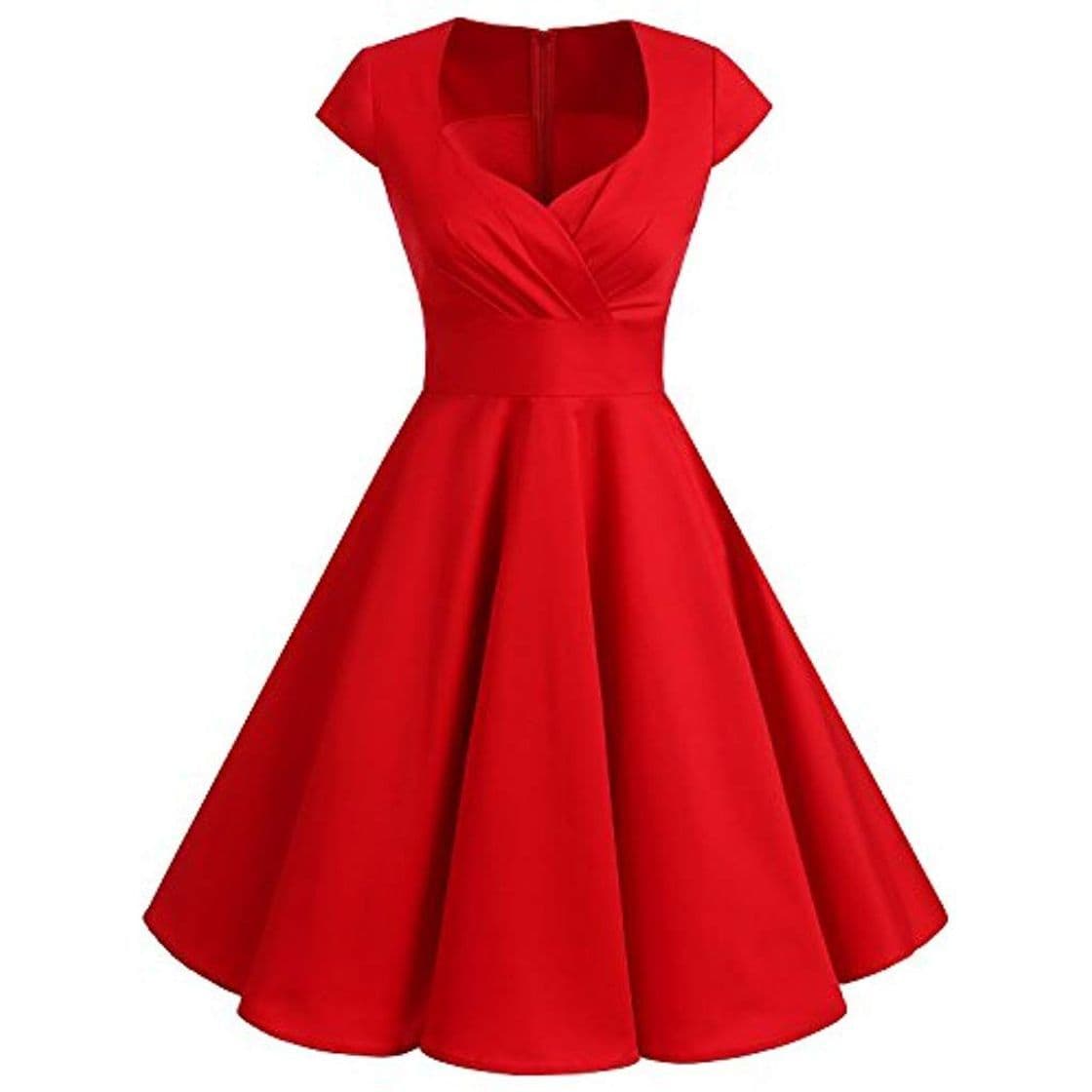 Lugar Bbonlinedress Vestido Corto Mujer Retro Años 50 Vintage Escote En Pico Red