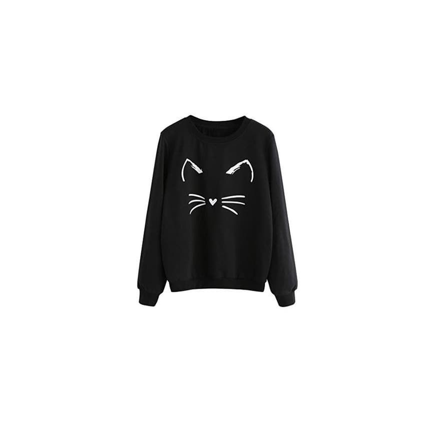 Moda Sudaderas de Manga larga, Holacha Hoodie Blusa de Gatos Casual Moda Otoño Invierno para Mujeres (M