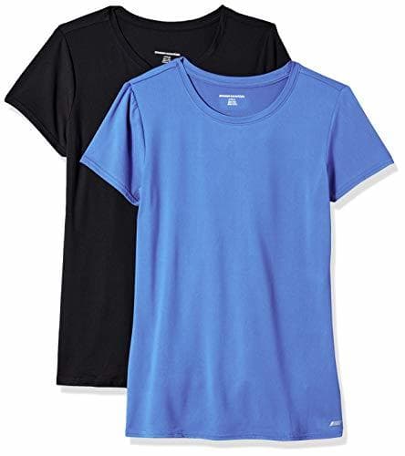 Fashion Amazon Essentials 2-Pack Tech Stretch Short-Sleeve Crew T-Shirt Athletic-Shirts, Azul Brillante/Negro, US