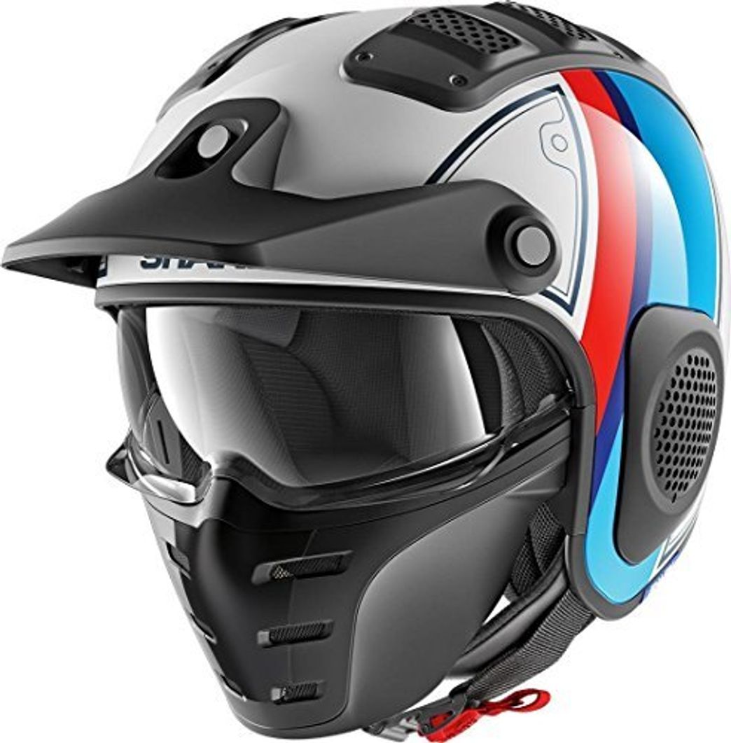 Lugar Shark Casco Jet x-drak Terrence azul blanco rojo Wbr talla L