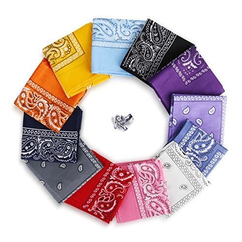 Moda YISSVIC 12pcs Pañuelos Bandanas para Cabeza y Cuello Multicolor Múltiple de 100%