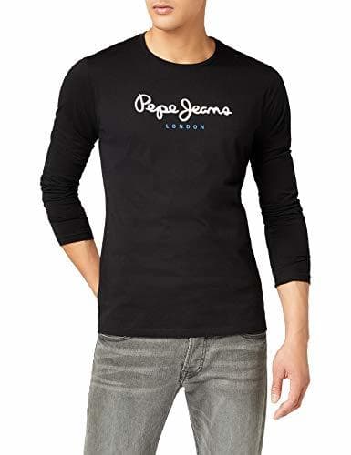 Fashion Pepe Jeans Eggo Long, Top de Manga Larga Para Hombre, Negro