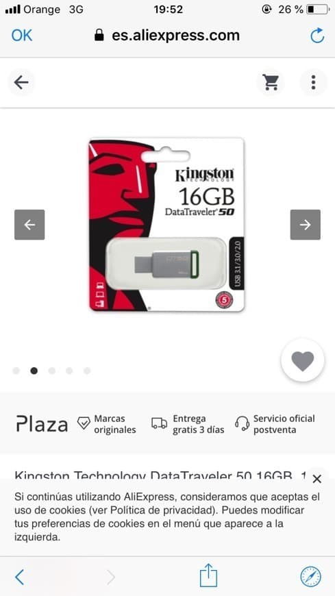 Producto PENDRIVE 16GB POR 3