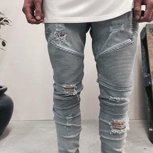 Producto 2020 Jeans Pant Men White Impreso Hip Hop Slim Fit Denim Pencil