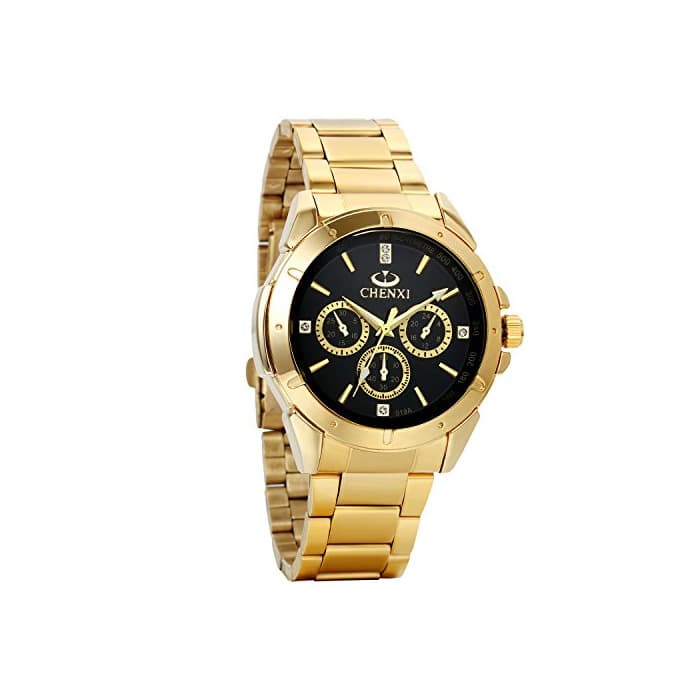 Moda Avaner Reloj Dorado de Esfera Negra Negro Dial