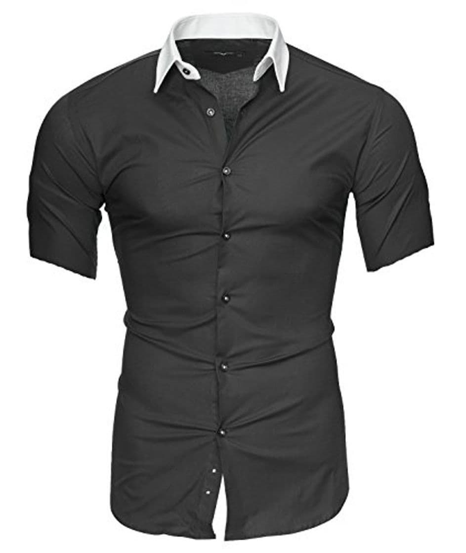 Moda Kayhan Hombre Camisa Manga Corta, Maimi Grey