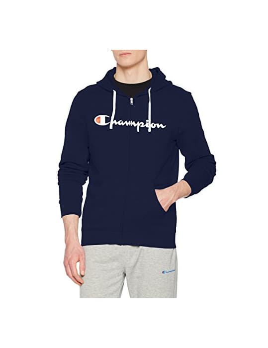 Moda Champion Hooded Full Zip Sweatshirt, Sudadera con Capucha para Hombre, Azul