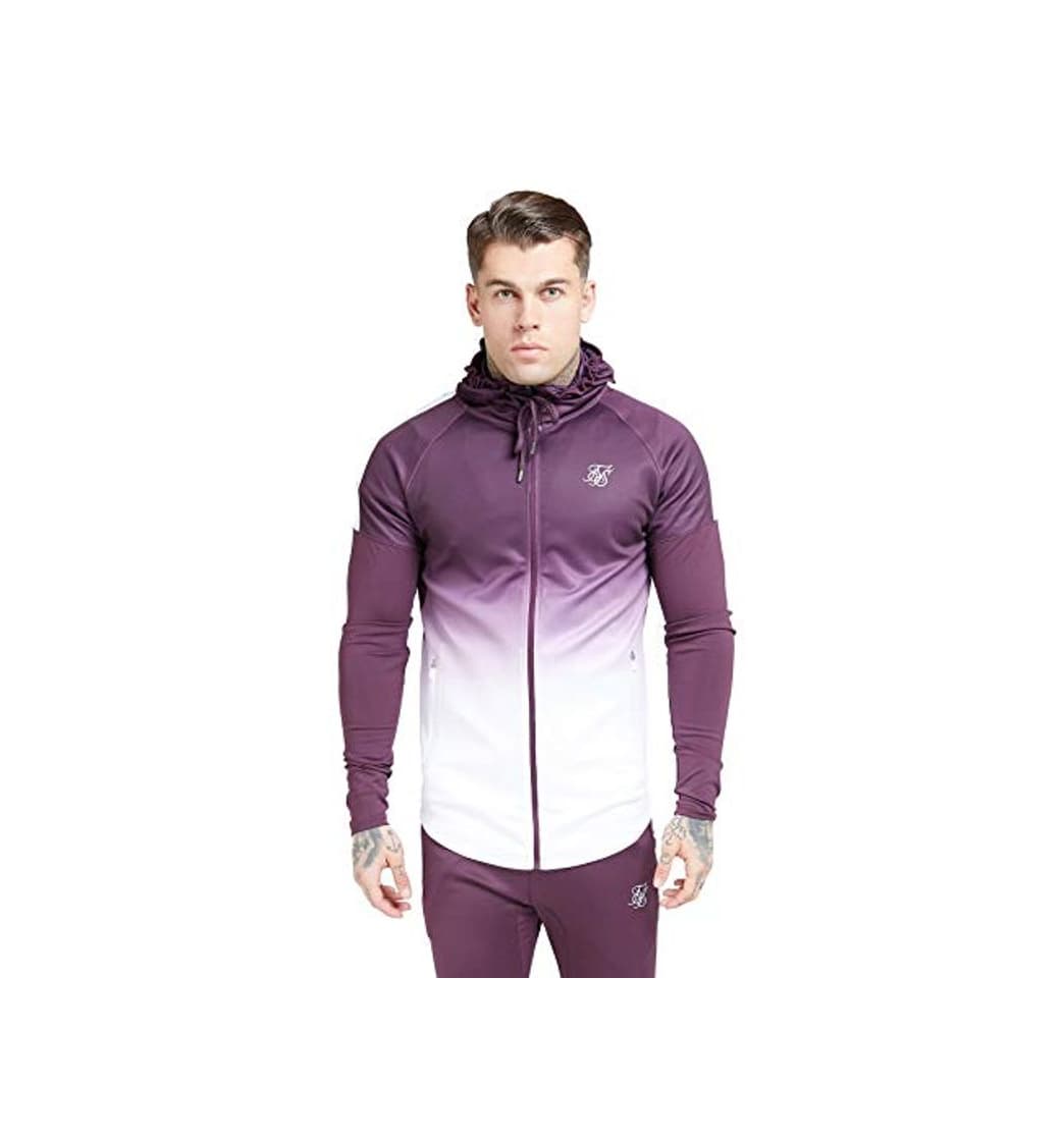 Producto Sik Silk ﻿ Athlete Hybrid Zip Through Hoodie – Rich Burgundy Fade