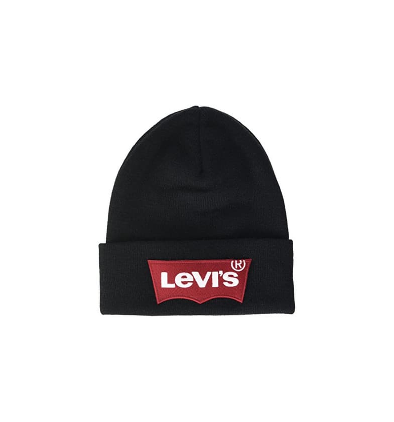 Moda Levi's Oversized Batwing Beanie Gorro de Punto, Negro