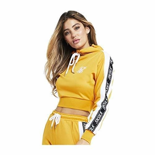 Fashion Sudadera Capucha Siksilk - Cropped 90Žs Panel Poly Amarillo/Blanco/Negro Talla: 12 M